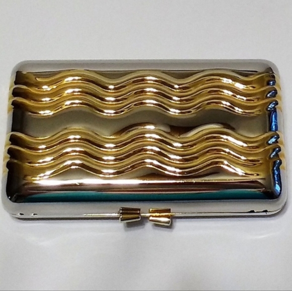 silver-tone with gold-tone wave metal clutch - Picture 2 of 4